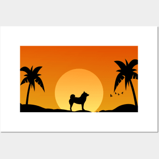 Lilly the Shiba Inu Sunset Silhouette Posters and Art